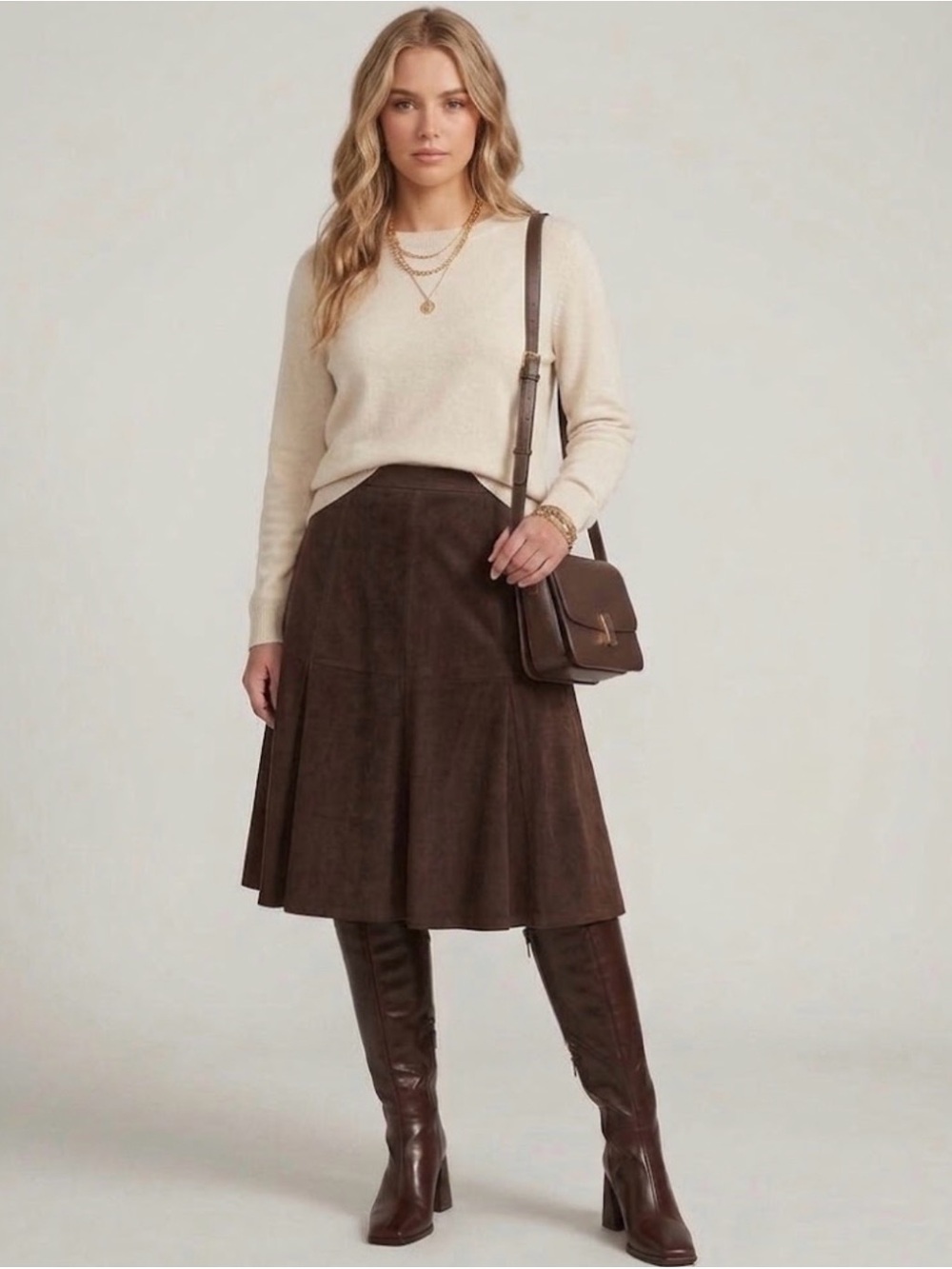 Women's Brown A-Line Skirt